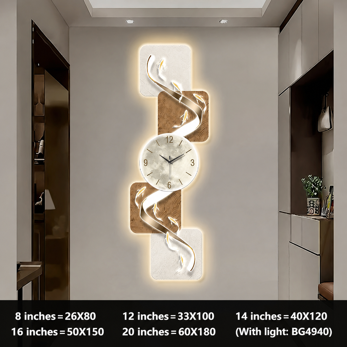 Modern Home Wall Decor Nine Fish Picture Wall Clock