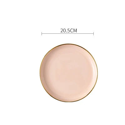 Pink, black, and gold ceramic dinner plate from 𝕄𝕔 𝕋𝕙𝕖 𝔹𝕝𝕒𝕔𝕜 𝔻𝕚𝕒𝕞𝕠�