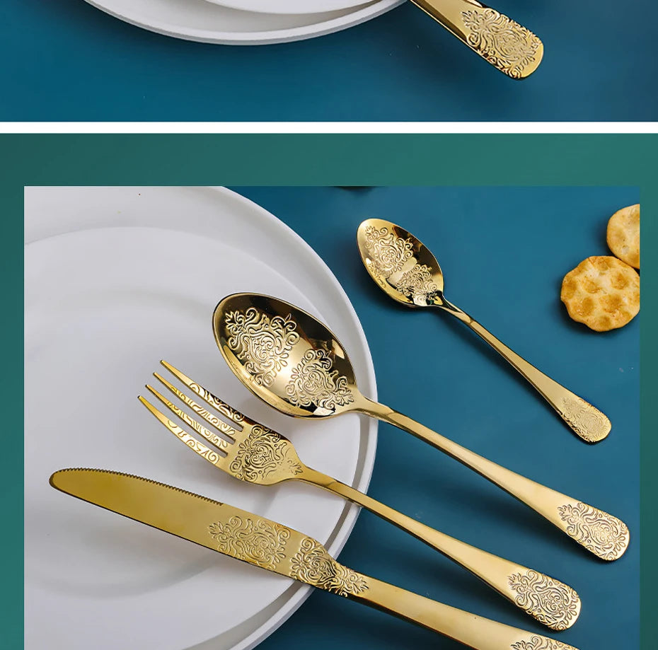 Set of 16/24 silverware kitchen cutlery set by 𝕄𝕔 𝕋𝕙𝕖 𝔹𝕝𝕒𝕔𝕜 𝔻𝕚𝕒𝕞�