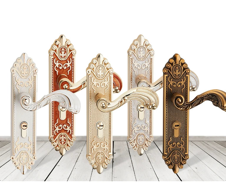 European style gold door lock with keys and ivory white handle, anti-theft home security hardware by 𝕄𝕔 𝕋𝕙𝕖 𝔹𝕝𝕒𝕔𝕜 𝔻𝕚�