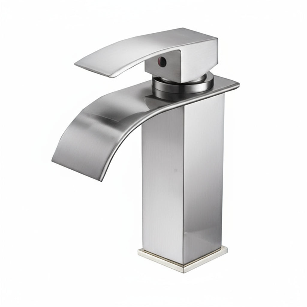 Black Waterfall Bathroom Faucet and Vessel Sink by MC THE BLACK DIAMOND, modern bath vanity with sleek basin and elegant water feature.