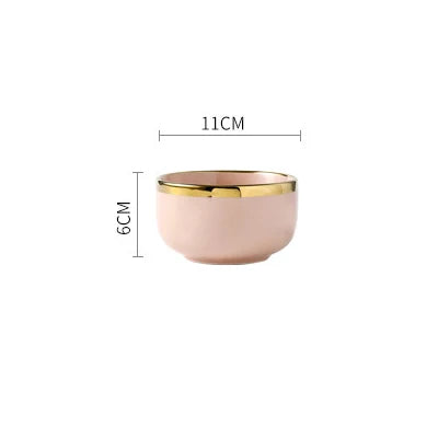 Pink, black, and gold inlay ceramic dinner plate from 𝕄𝕔 𝕋𝕙𝕖 𝔹𝕝𝕒𝕔𝕜 𝔻𝕚𝕒𝕞�