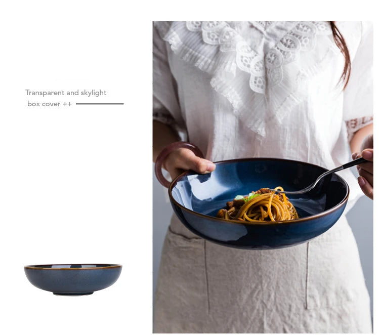 Deep blue ceramic dinnerware set from 𝕄𝕮 𝕋𝕙𝕖 𝔹𝕝𝕒𝕔𝕜 𝔻𝕚𝕒𝕞𝕠𝕟�