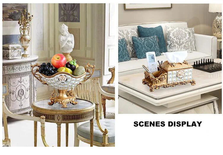 European Resin Diamond Fruit Plate decorative bowl by MC THE BLACK DIAMOND, featuring dried fruit and candy for home livingroom decor.