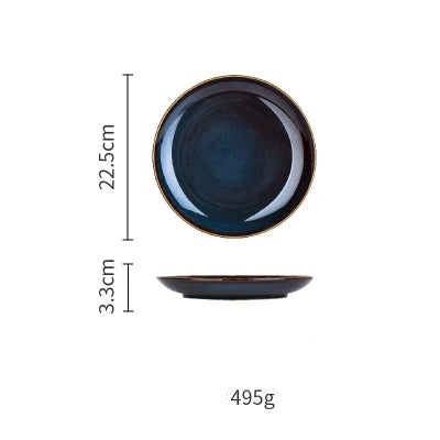 Deep blue ceramic dinnerware set by 𝕄𝕔 𝕋𝕙𝕖 𝔹𝕝𝕒𝕔𝕜 𝔻𝕚𝕒𝕞𝕠𝕟�