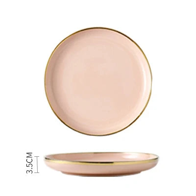 Pink black gold inlay ceramic dinner plate from 𝕄𝕔 𝕋𝕙𝕖 𝔹𝕝𝕒𝕔𝕜 𝔻𝕚𝕒𝕞𝕠�