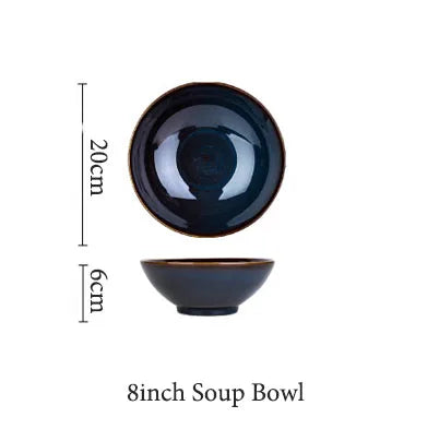 Deep blue ceramic dinnerware set from 𝕄𝕔 𝕋𝕙𝕖 𝔹𝕝𝕒𝕔𝕜 𝔻𝕚𝕒𝕞𝕠𝕟�