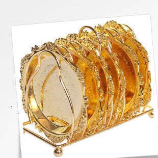 Six golden metal cocktail coasters with classical design from đđź đđđ đčđđđđ đ»đđđđ ïżœ