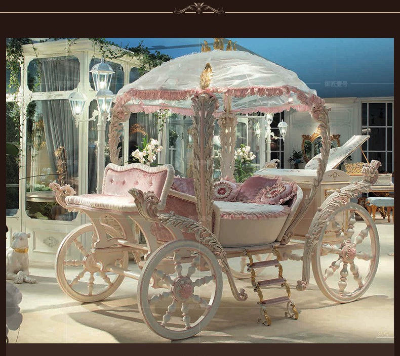 Pink children's princess carriage bed by Royal Craftsman No. 1, made of solid wood, customized home decor for girls by MC THE BLACK DIAMOND