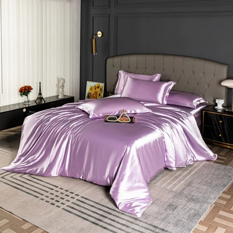 Luxury Mc The Black Diamonds satin duvet cover set in solid color with soft, silky bedsheets for single, double, queen, and king beds.