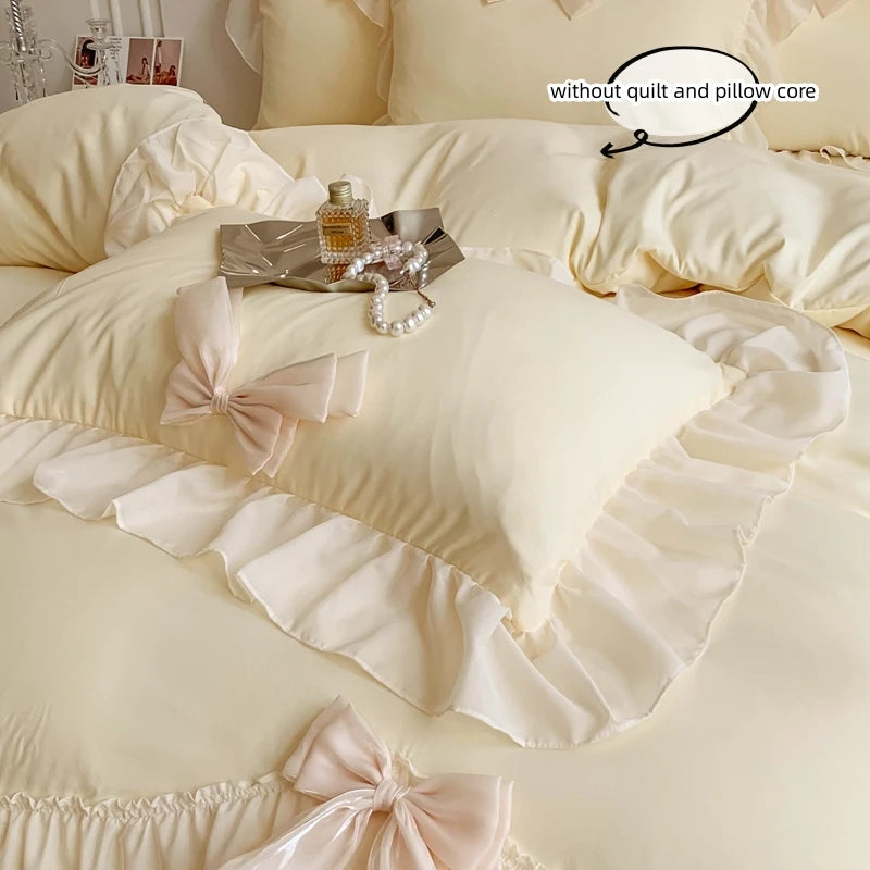 3-piece white bedding set with ruffle duvet cover, bedsheets by ๐๐ ๐๐๐ ๐น๐๐๐๐ ๐ป๐๐๐