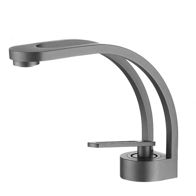 Black, grey, white, and gold MC THE BLACK DIAMOND bathroom mixer tap for wash basin with sleek modern design.