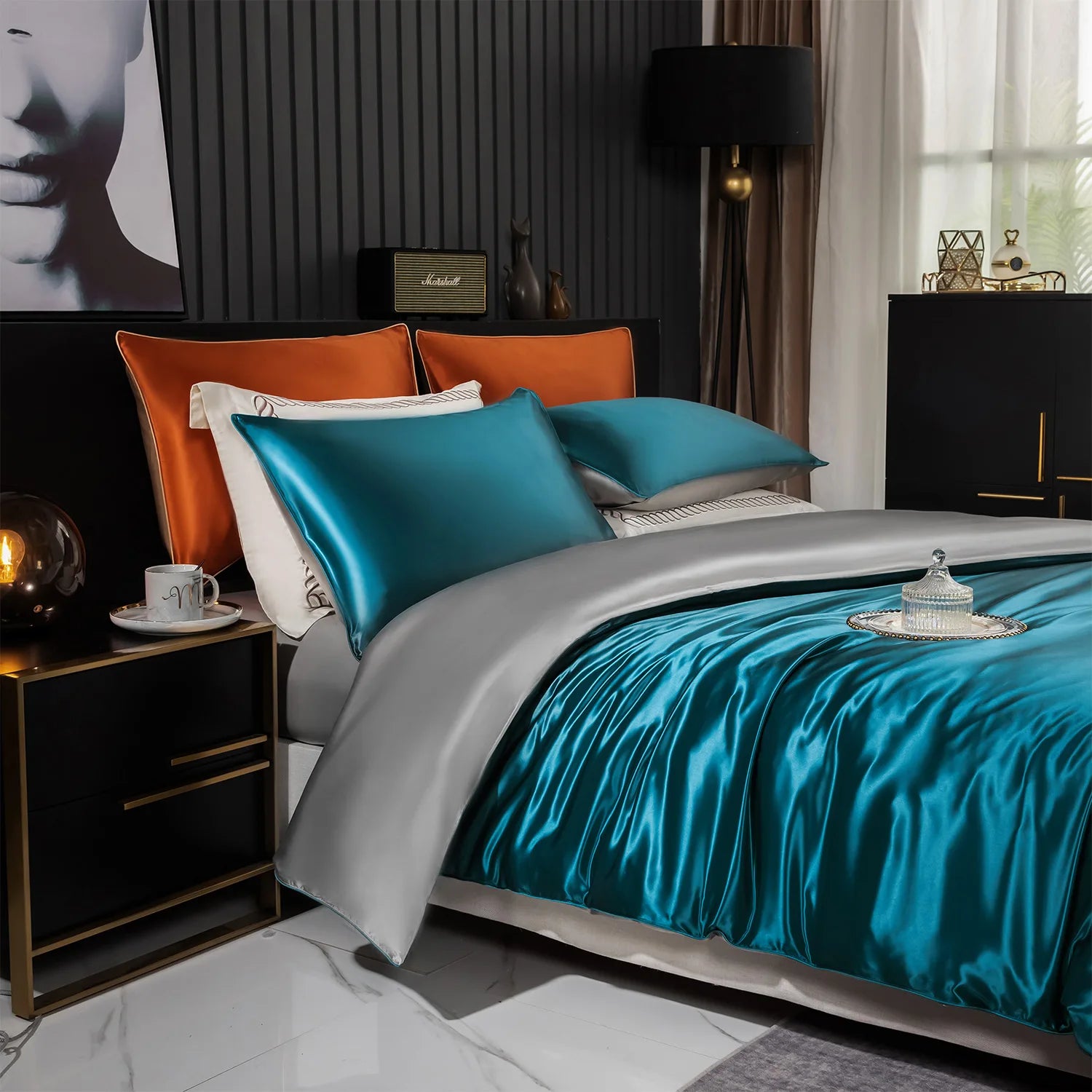 MC THE BLACK DIAMOND DISANGNI 22 Momme 6A Mulberry Silk duvet cover with reversible A/B design, OEKO-TEX certified luxury bedding