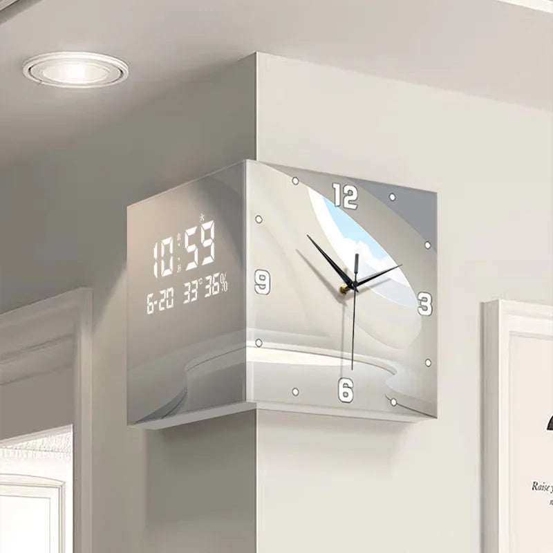 Modern double-sided living room corner clock with perpetual calendar, electronic wall clock, and sleek home decor by đđ đđđ đčđđđđ đ»đ