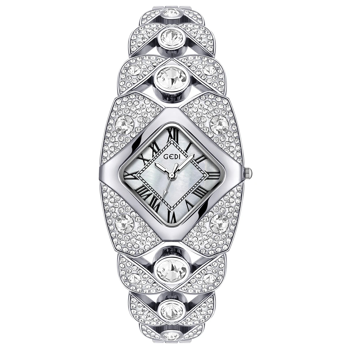 Women’s luxury brand MC The Black Diamond bracelet watch featuring a diamond inlaid face and elegant jewelry design.