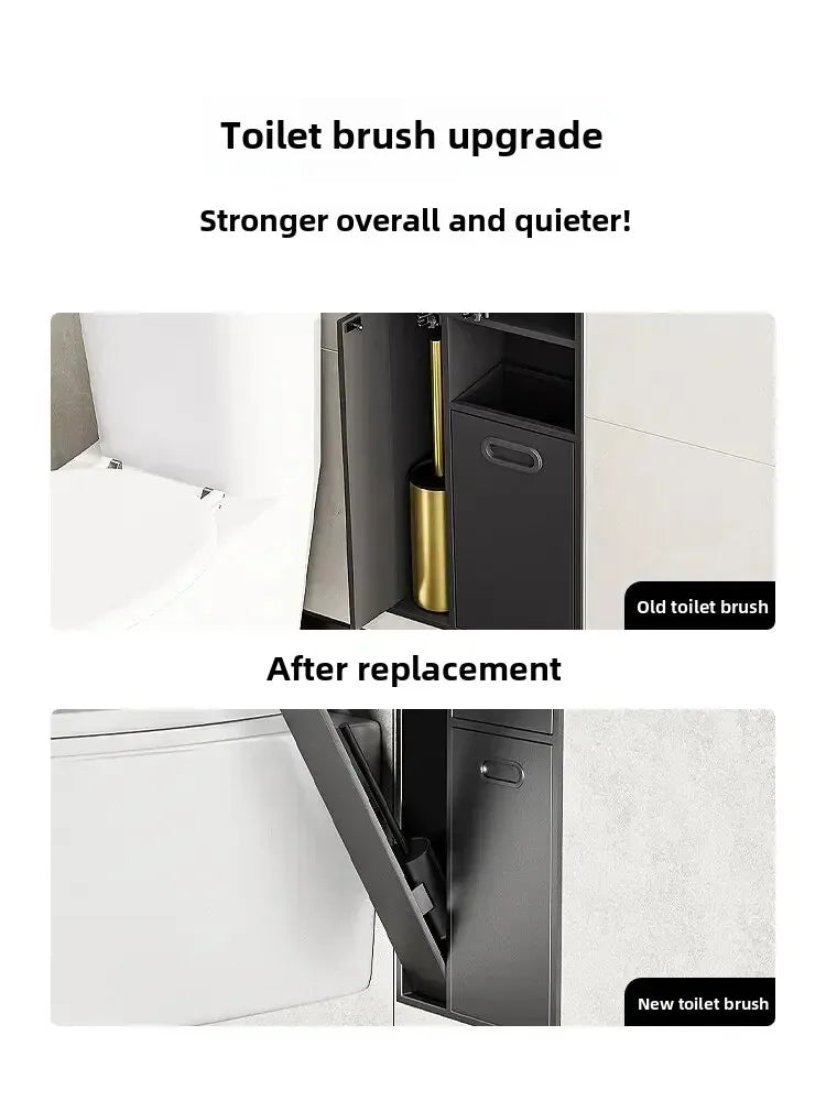 Stainless steel niche bathroom trash can and tissue storage rack with embedded design for toilet side use, by MC THE BLACK DIAMOND.