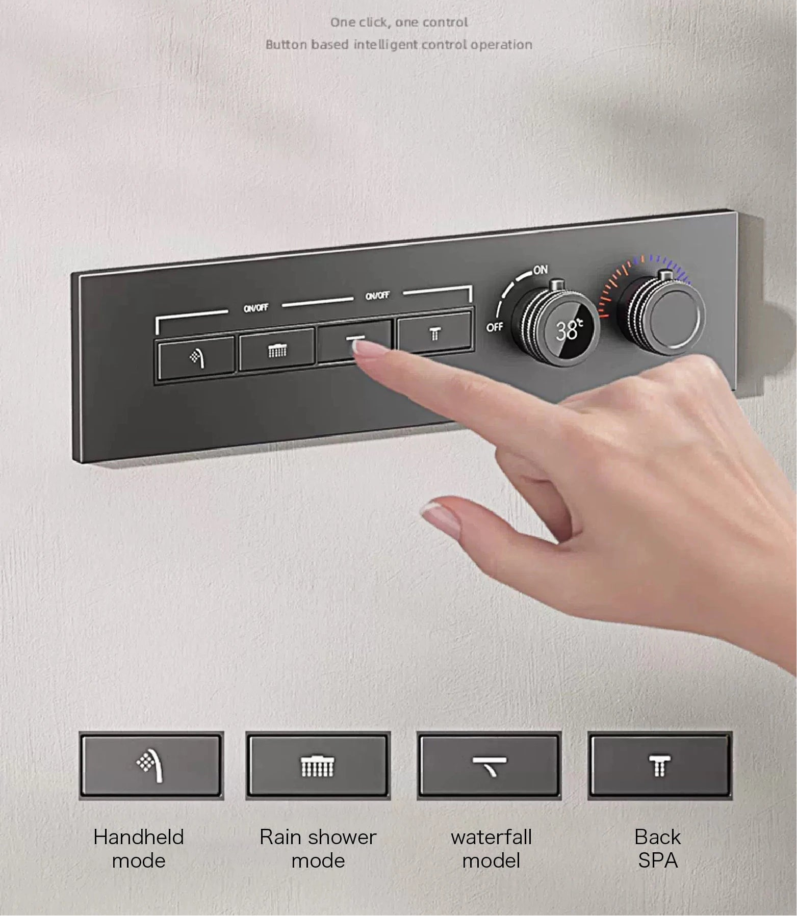 Luxury gray brass shower system with ceiling design, LED display, dual hot and cold controls, from 𝕄𝕔 𝕋𝕙𝕖 𝔹𝕝𝕒𝕔𝕜 𝔻𝕚�