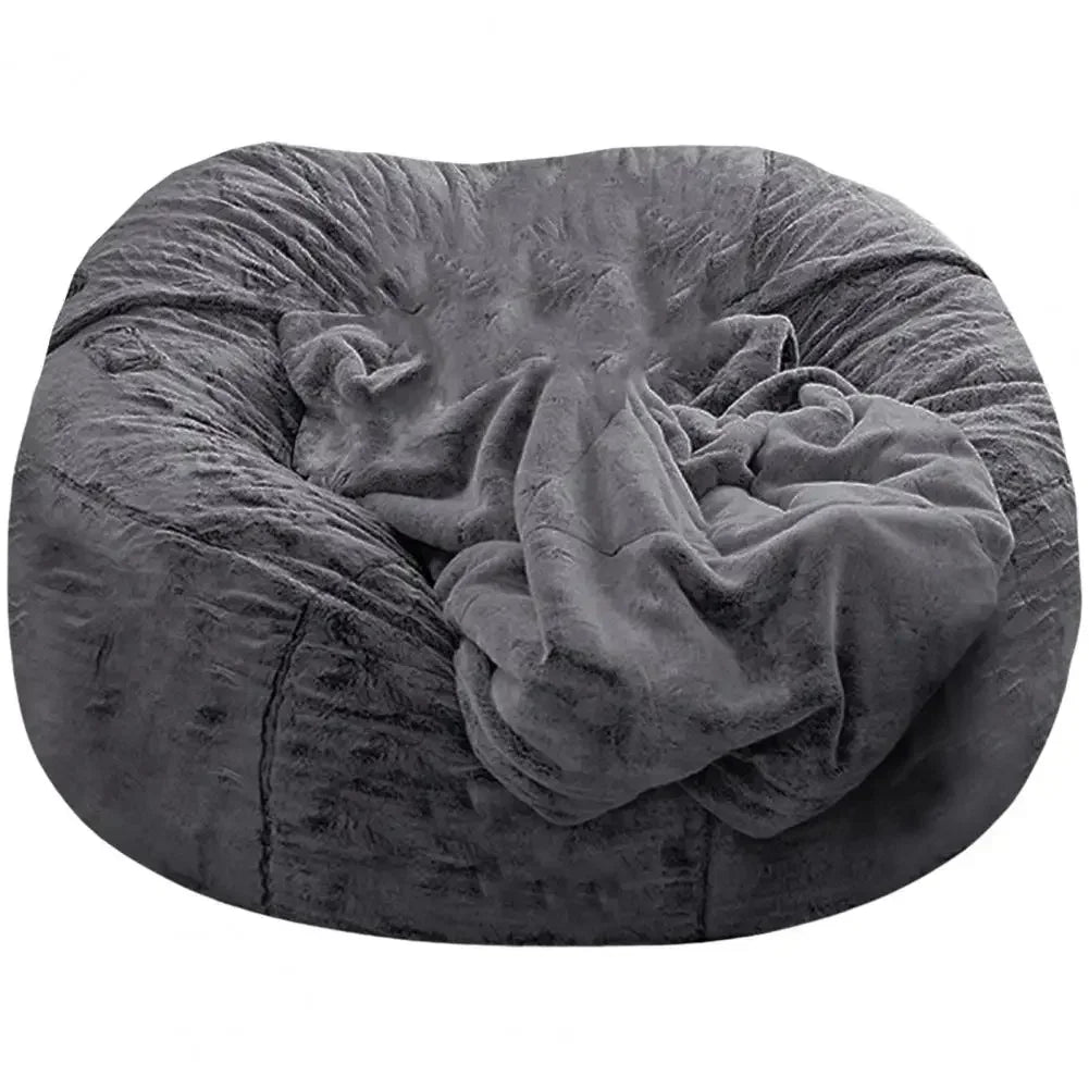 MC THE BLACK DIAMOND oversized bean bag chair cover, black fabric with zipper closure, designed for comfortable lounging.