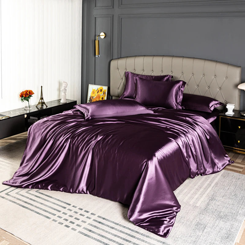 Black satin bedding set from 𝕄𝕔 𝕋𝕙𝕖 𝔹𝕝𝕒𝕔𝕜 𝔻𝕚𝕒𝕞𝕠𝕟𝕕