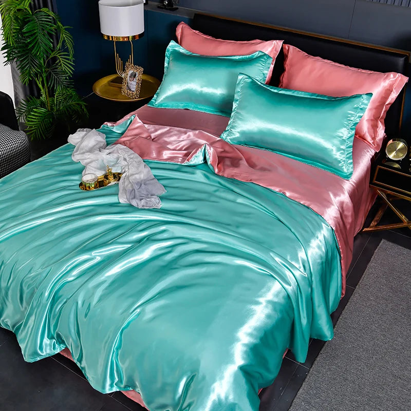 Luxury Mulberry Silky Bedding set with satin duvet cover and sheets from 𝕄𝕔 𝕋𝕙𝕖 𝔹𝕝𝕒𝕔𝕜 𝔻𝕚𝕒𝕞