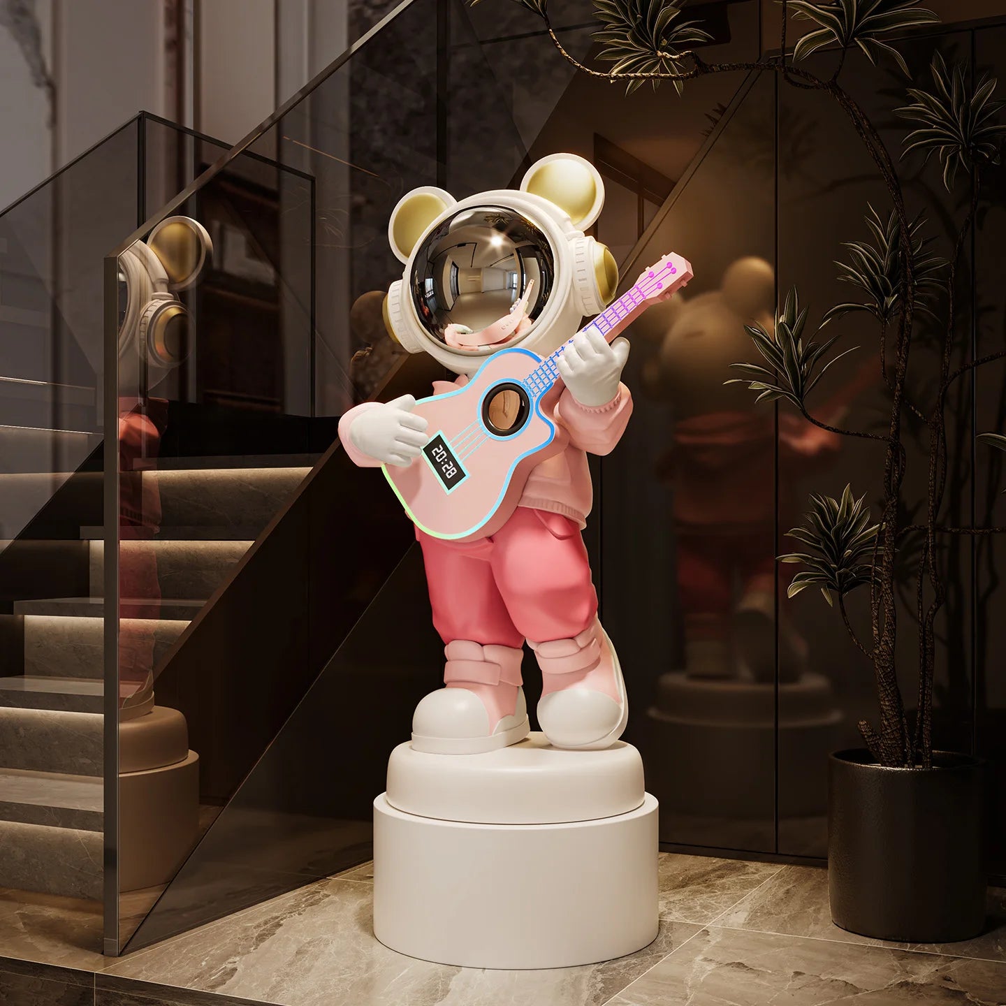 Large astronaut figurine from MC THE BLACK DIAMOND, modern luxury cartoon-style floor decor for contemporary interior design.
