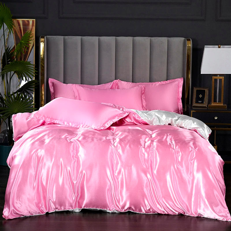 Silky satin duvet cover set with 3 pieces from 𝕄𝕔 𝕋𝕙𝕖 𝔹𝕝𝕒𝕔𝕜 𝔻𝕚𝕒𝕞𝕠
