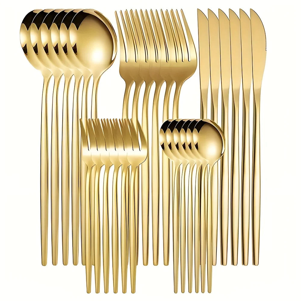 Set of 30 golden and silver cutlery pieces from 𝕄𝕔 𝕋𝕙𝕖 𝔹𝕝𝕒𝕔𝕜 𝔻𝕚𝕒𝕞𝕠