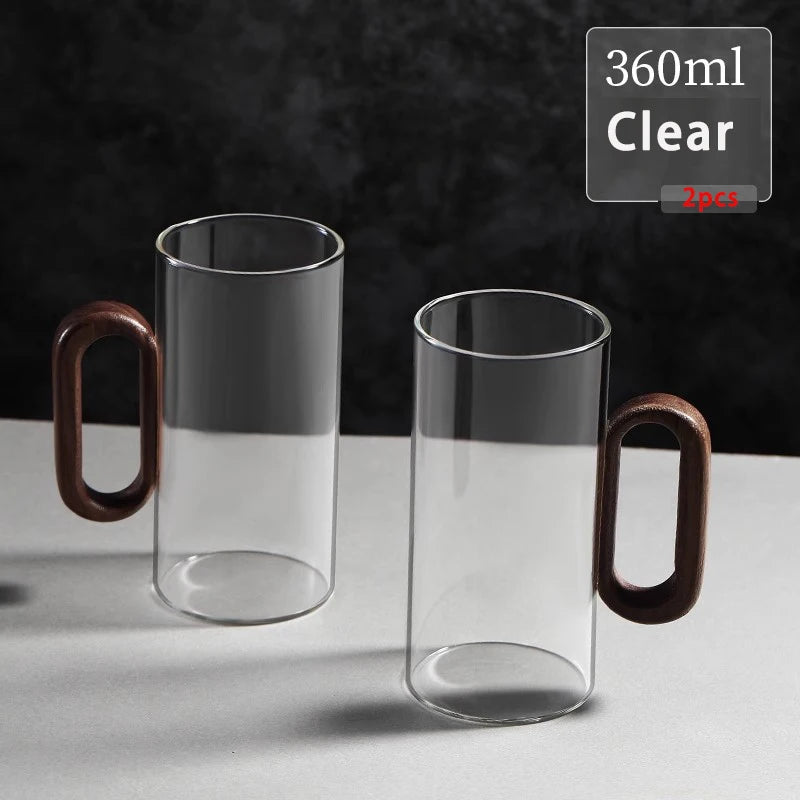 Glass mug with wooden handle from 𝕄𝕔 𝕋𝕙𝕖 𝔹𝕝𝕒𝕔𝕜 𝔻𝕚𝕒𝕞𝕠𝕟�