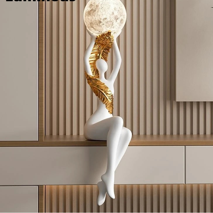 Resin luxury solid color luminous figurines by MC THE BLACK DIAMOND, modern wine cabinet decor, semi-handmade creative home accessory