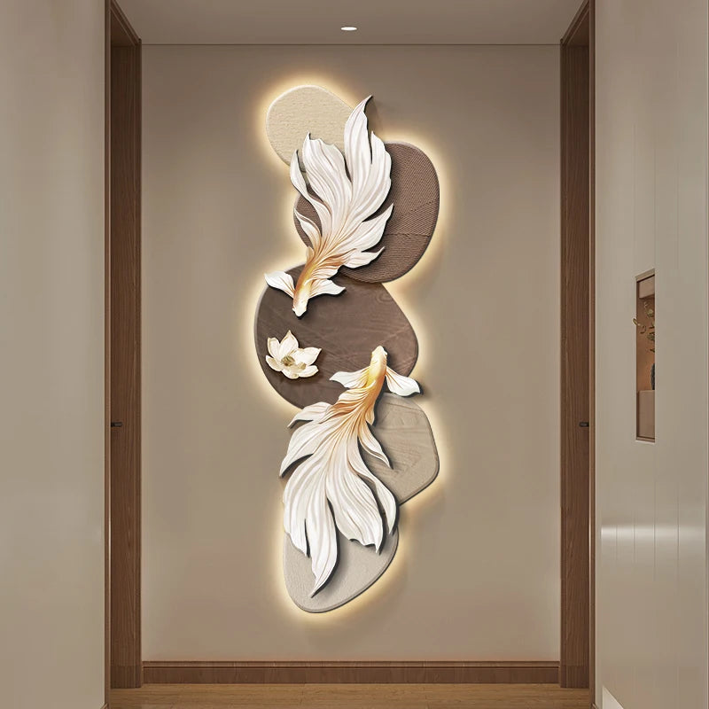 3D koi wall decoration painting poster by MC THE BLACK DIAMOND, featuring vibrant koi fish artwork for modern home decor.