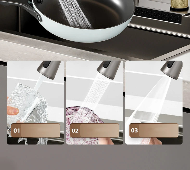 Black nano kitchen sink faucet with waterfall spout, single bowl design, soap dispenser, stainless steel finish, by 𝕄𝕔 𝕋𝕙𝕖 𝔹𝕝𝕒𝕔𝕜 𝔻�