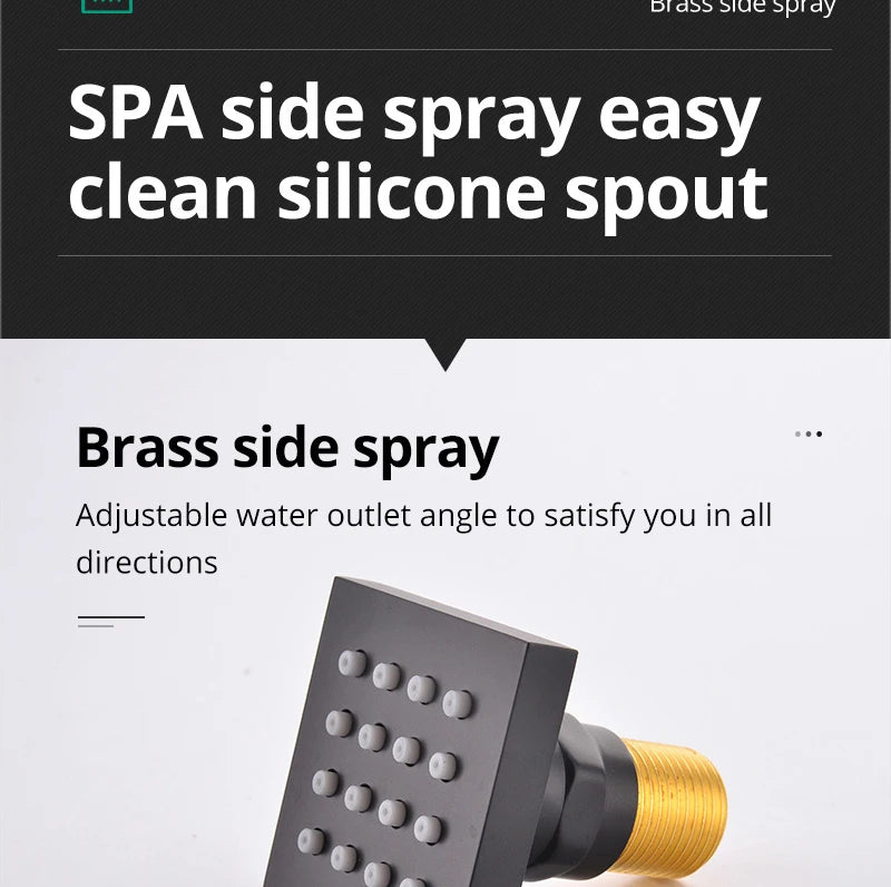 Luxury 16/20 inch rainfall mist spray LED shower head set with side massage jets and temperature control by 𝕄𝕔 𝕋𝕙𝕖 𝔹𝕝𝕒𝕔𝕜 𝔻�