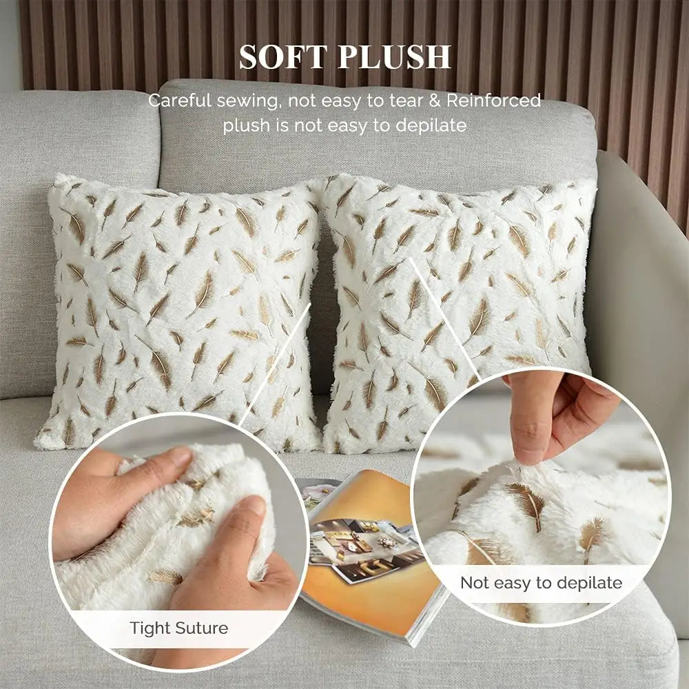 Gold feather decorative pillow cover by 𝕄𝕔 𝕋𝕙𝕖 𝔹𝕝𝕒𝕔𝕜 𝔻𝕚𝕒𝕞𝕠𝕟�