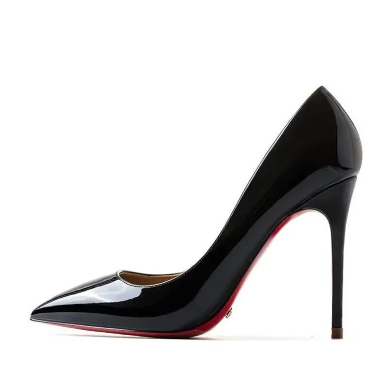 Plus size red women's pumps with pointed toes, rubber soles, high heels, suitable for dressy events by 𝕄𝕔 𝕋𝕙𝕖 𝔹𝕝𝕒𝕔𝕜 𝔻�