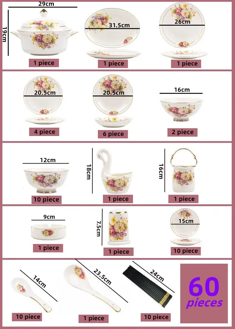 Set of 60 European style dinnerware from 𝕄𝕔 𝕋𝕙𝕖 𝔹𝕝𝕒𝕔𝕜 𝔻𝕚𝕒𝕞𝕠�