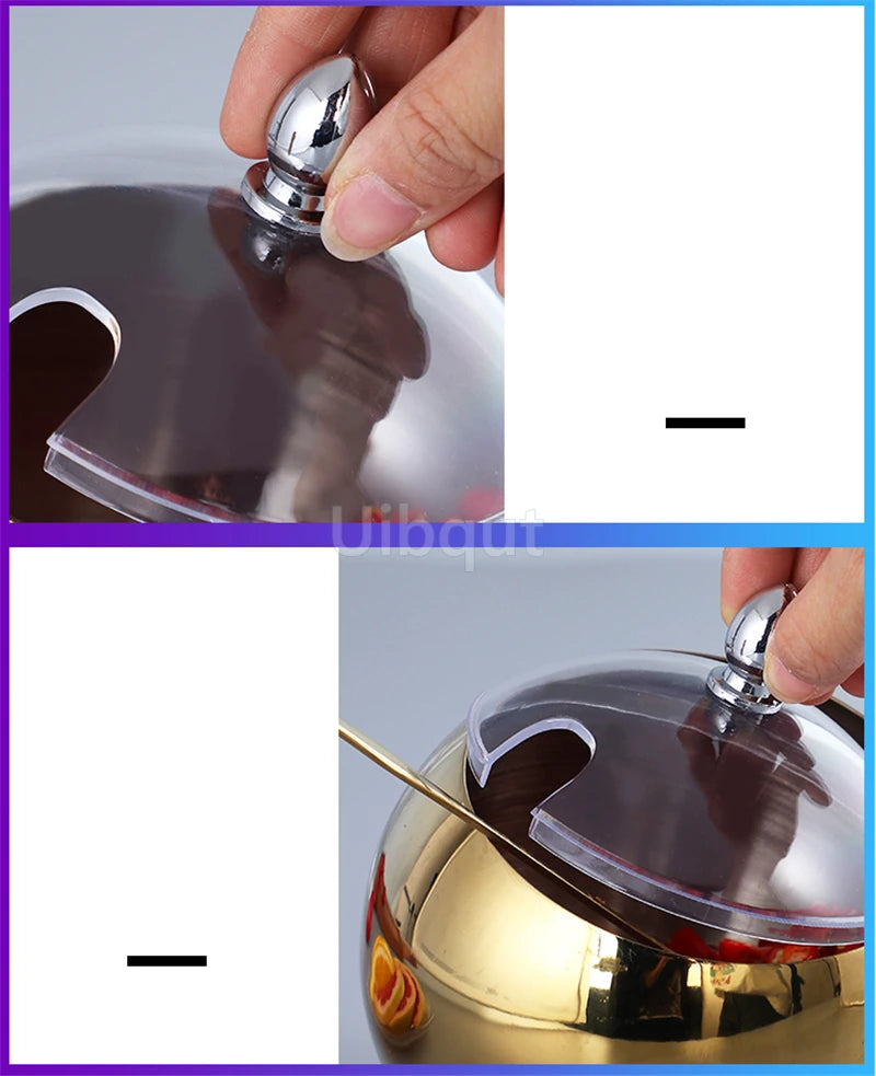 Stainless steel oblique-mouthed sauce bowl with lid by 𝕄𝕔 𝕋𝕙𝕖 𝔹𝕝𝕒𝕔𝕜 𝔻𝕚𝕒𝕞�