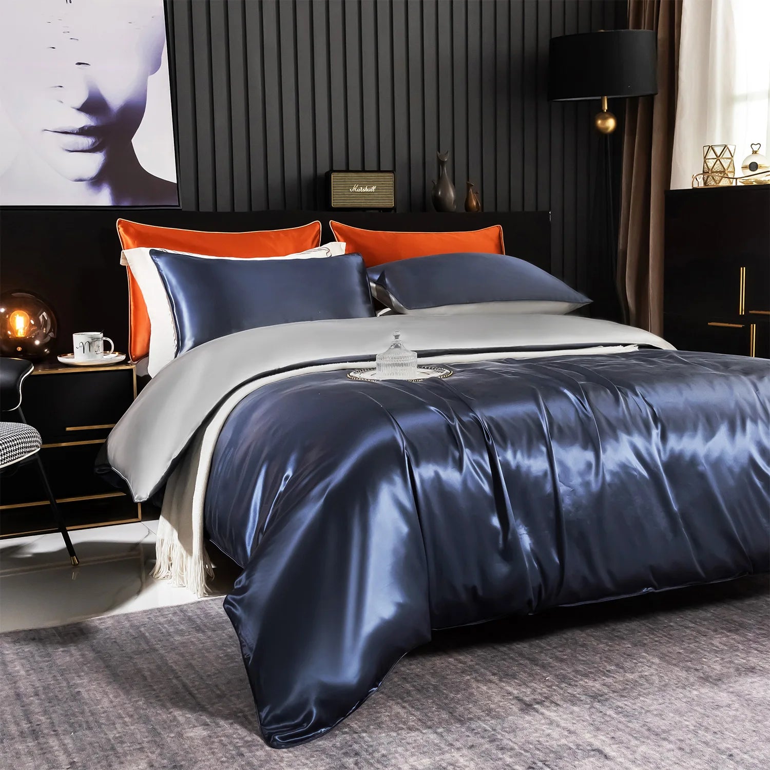 MC THE BLACK DIAMOND DISANGNI 22 Momme 6A Mulberry Silk duvet cover with reversible A/B design and OEKO-TEX certification.