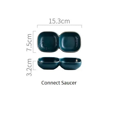 Ceramic Western plate and plate set in Nordic dark green by MC The Black Diamonds, showcasing smooth glazed surfaces and elegant design.