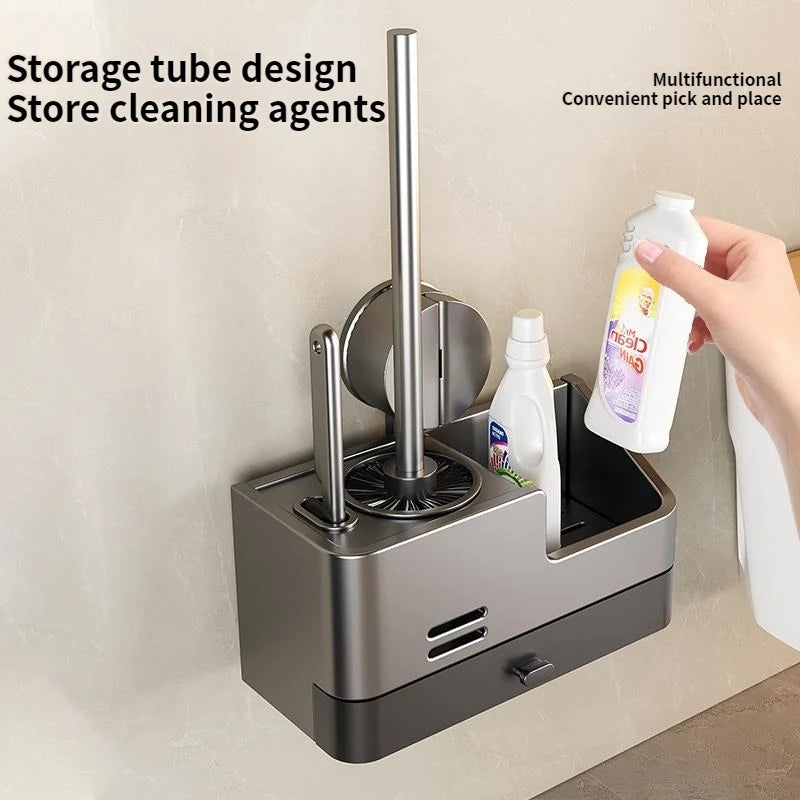 Wall-mounted bathroom storage rack with suction cup and toilet brush from ๐๐ ๐๐๐ ๐น๐๐๐๐ ๐ป๐๐๐๏ฟฝ