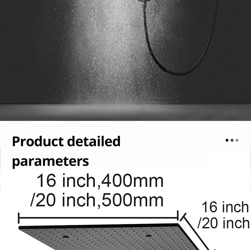 Luxury 16/20 inch rainfall mist spray LED shower head set with side massage jets and temperature control by 𝕄𝕔 𝕋𝕙𝕖 𝔹𝕝𝕒𝕔𝕜 𝔻�
