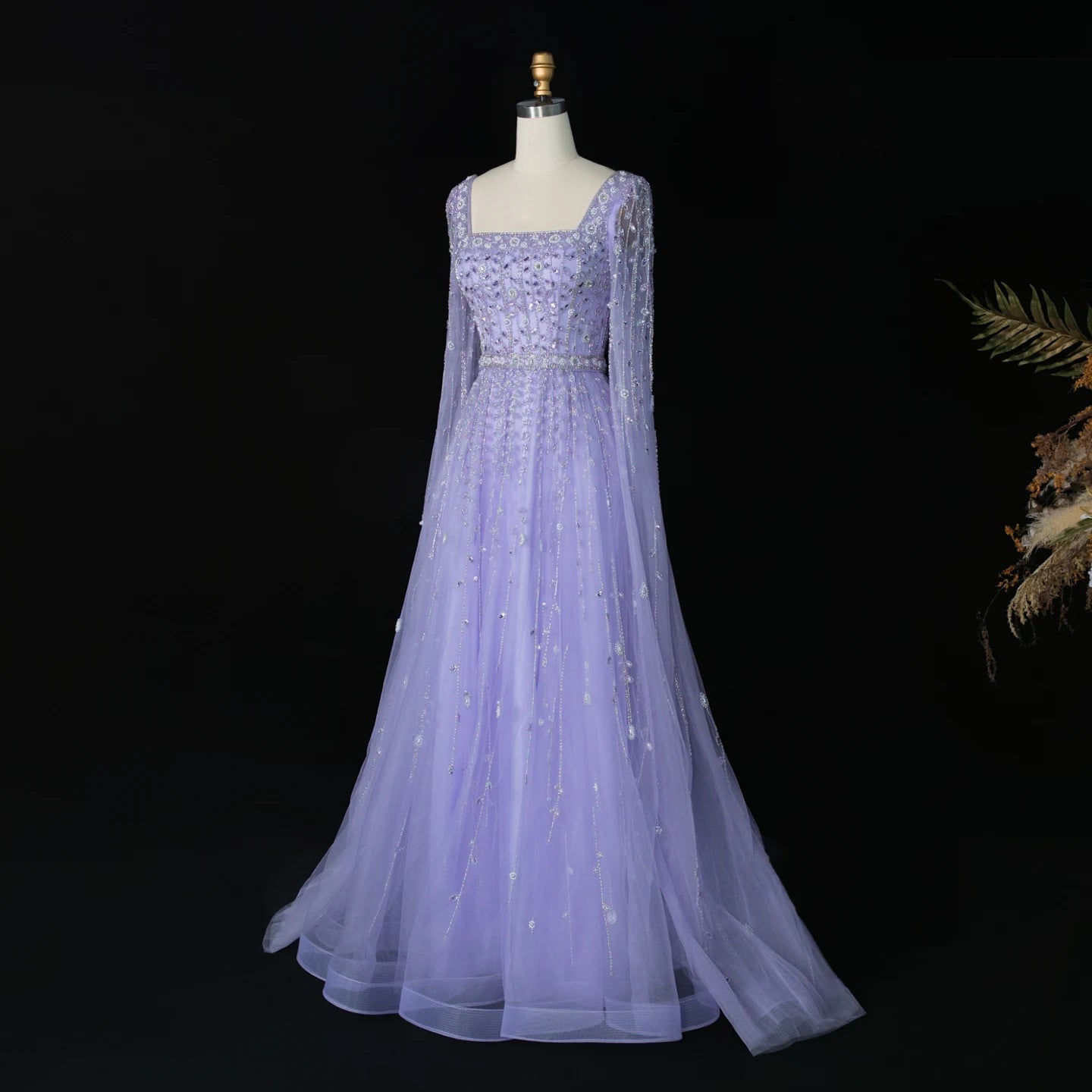 Elegant MC Luxury Pink Dubai Evening Dress by MC THE BLACK DIAMOND featuring a flowing fabric and intricate design.