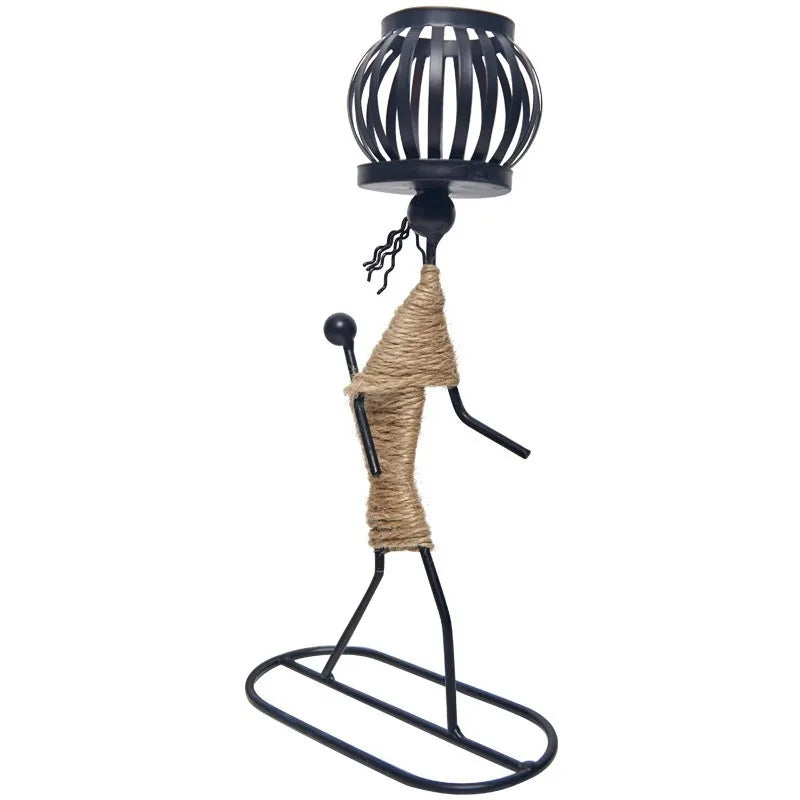 Nordic metal candlestick with abstract character sculpture, handmade candle holder by 𝕄𝕔 𝕋𝕙𝕖 𝔹𝕝𝕒𝕔𝕜 𝔻𝕚𝕒𝕞