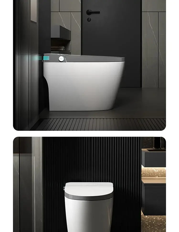 Fully automatic ZQSmart voice-activated bath toilet by MC The Black Diamonds, with instant hot water and no water pressure limit.