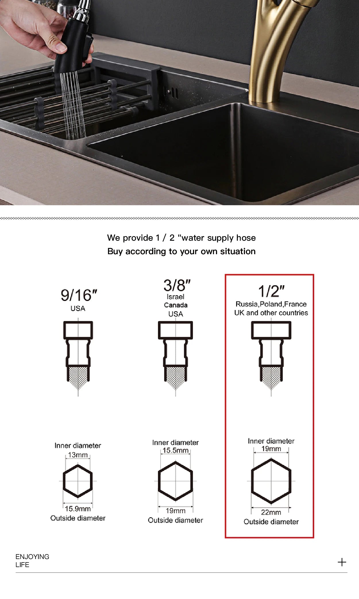 Modern black brass kitchen faucet with single handle, pull-out spout, hot and cold water options, sleek design by MC THE BLACK DIAMOND