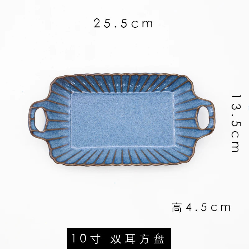 MC THE BLACK DIAMOND Western dinnerware set featuring kiln variable glaze, including plates, bowls, and cups for stylish table setting.