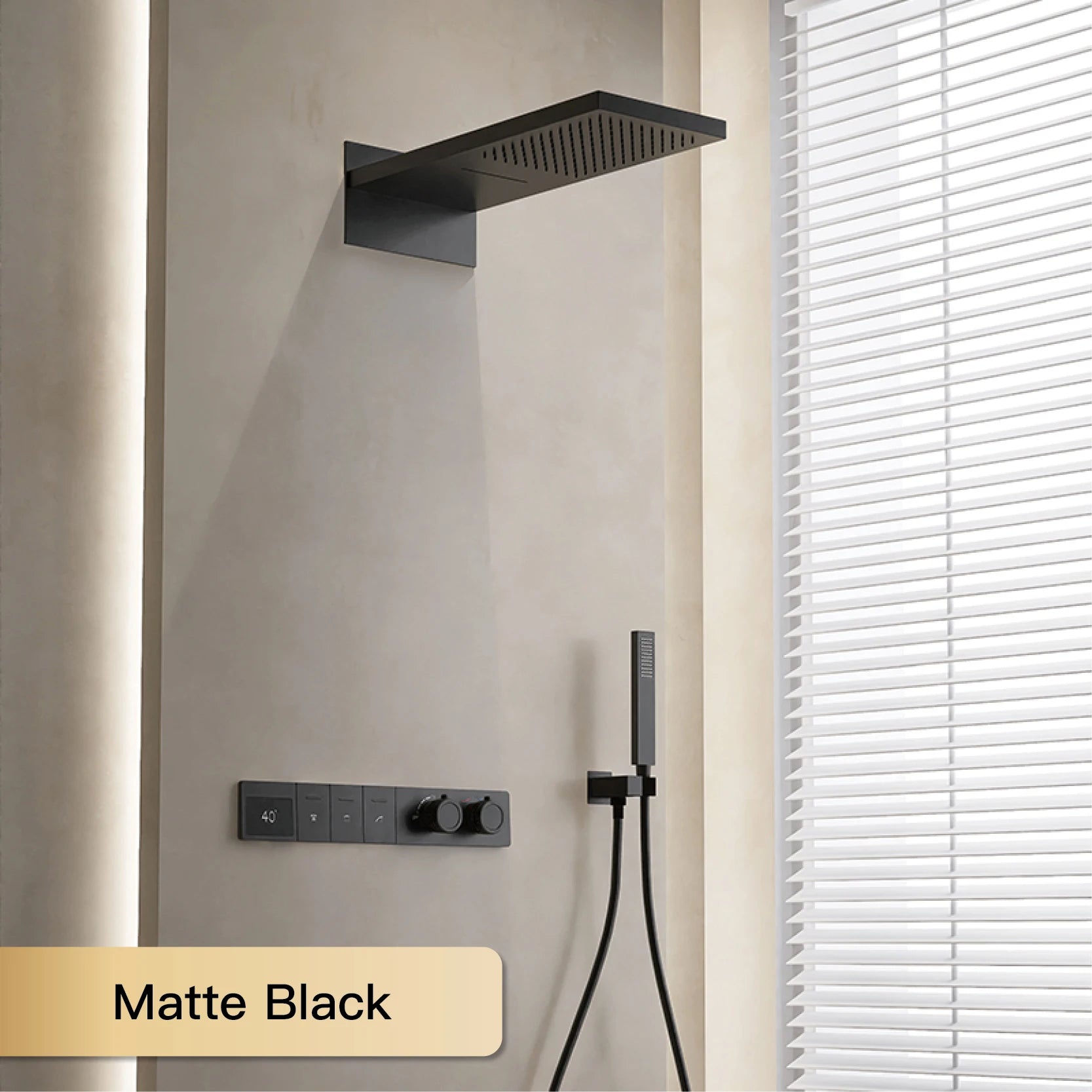 Luxury white brass shower system with digital display, wall-mounted dual control bath faucet by MC THE BLACK DIAMOND