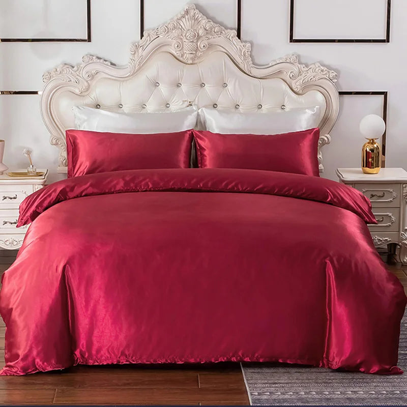 Soft silky textured comforter cover from MC The Black Diamonds bed sheet set, featuring a smooth, luxurious fabric in neutral tones.