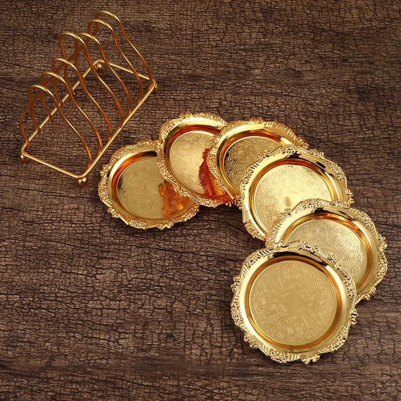 Six golden dining plates set by 𝕄𝕔 𝕋𝕙𝕖 𝔹𝕝𝕒𝕔𝕜 𝔻𝕚𝕒𝕞𝕠𝕟�