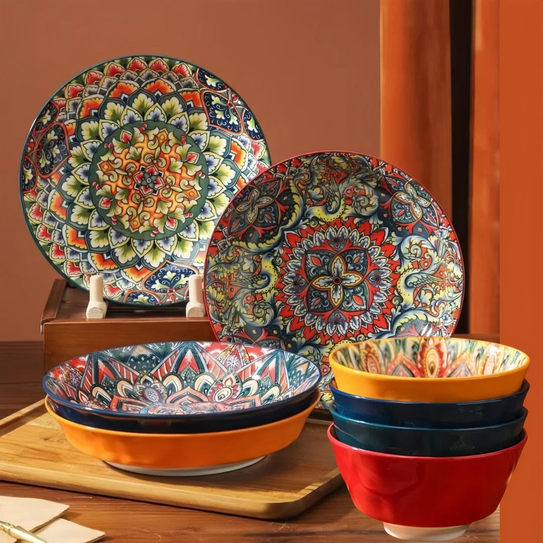 MC Bohemian ceramic plate 7-piece set