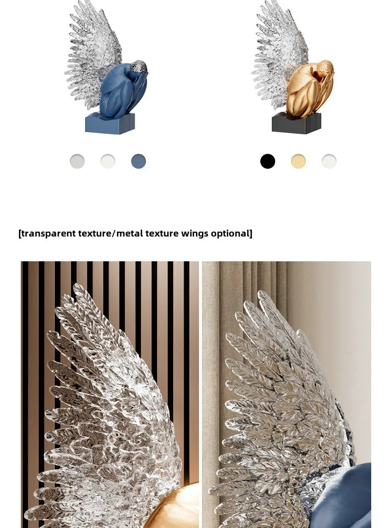 High-end MC THE BLACK DIAMOND wings sculpture, stylish interior decor ornament for desks or hotel decor in artistic design.